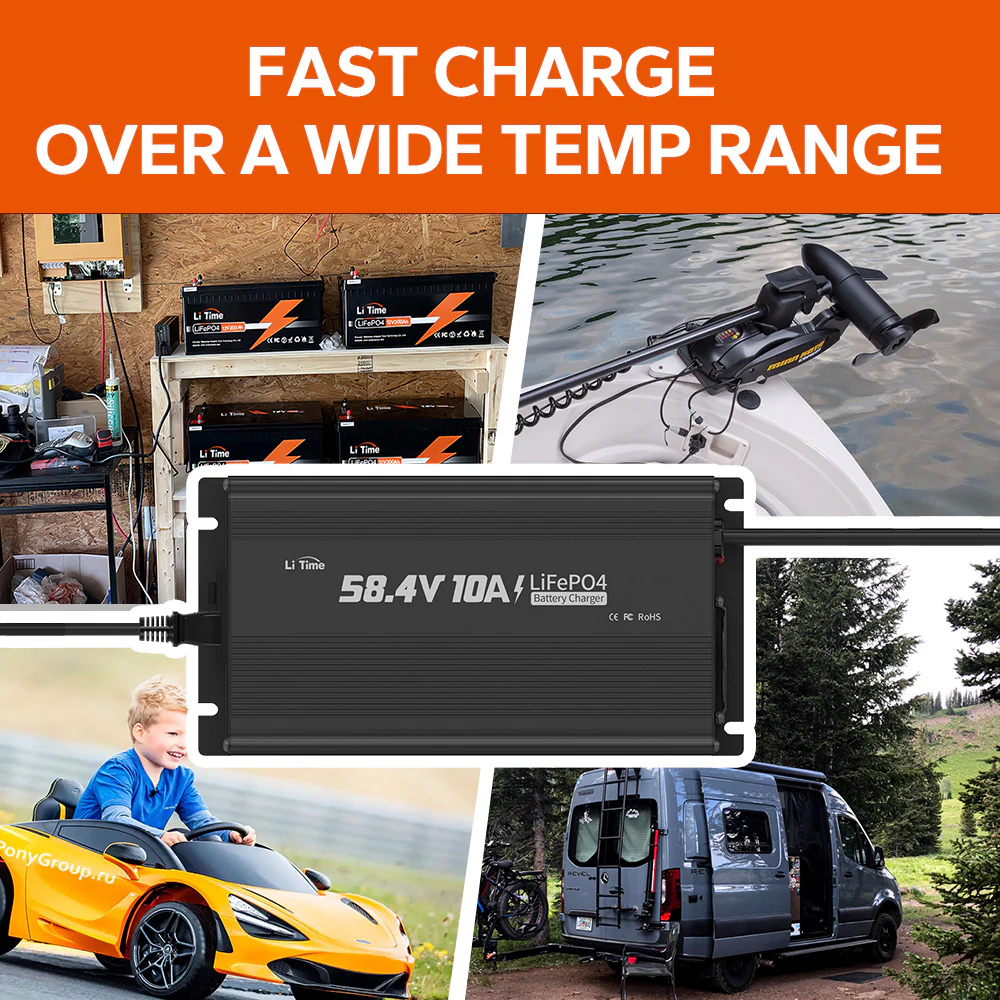 LiTime 48V (58.4V) 10A LiFePO4 Lithium Battery Charger - Image 8