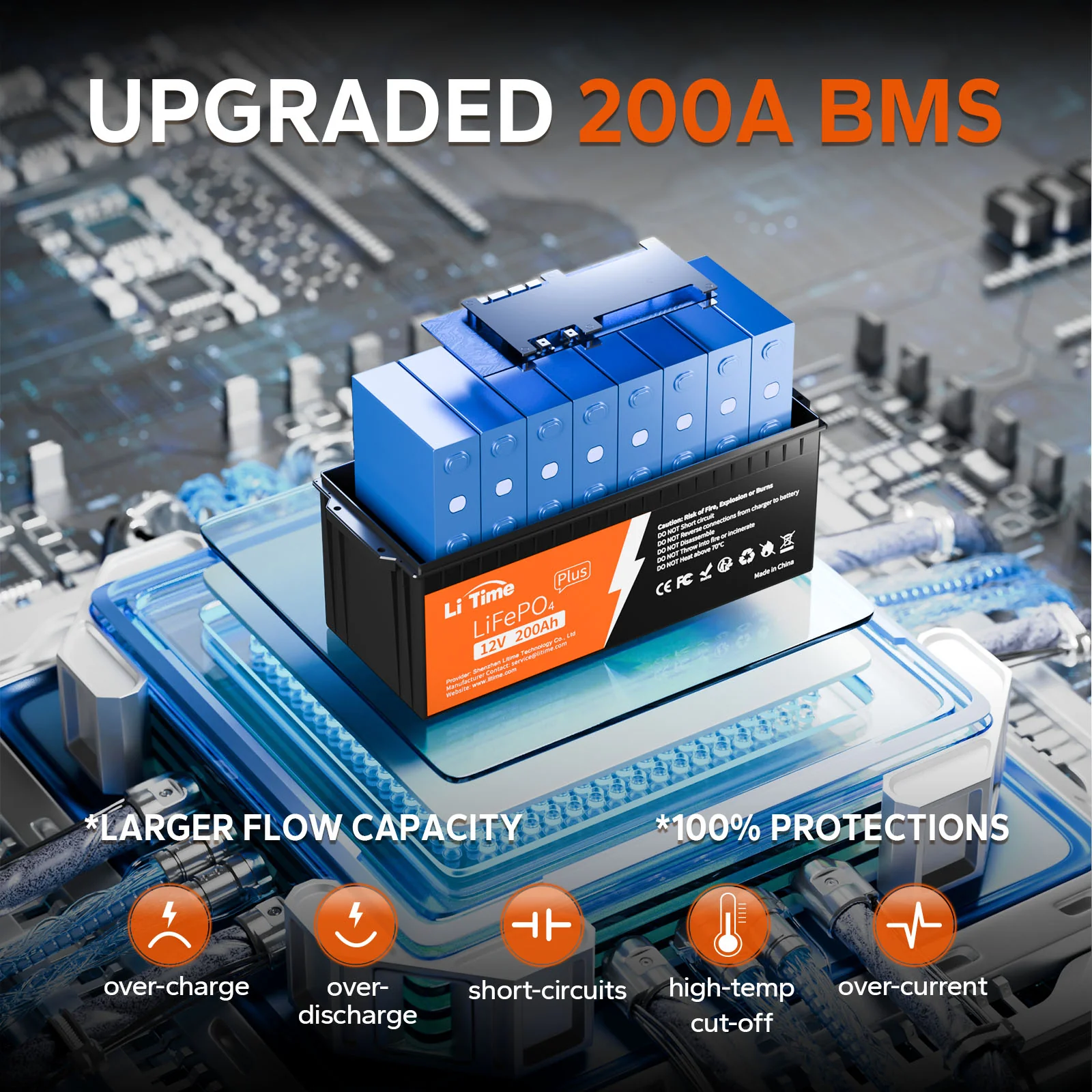 LiTime 12V 200Ah Plus LiFePO4 Lithium Battery - 200A BMS - Image 4
