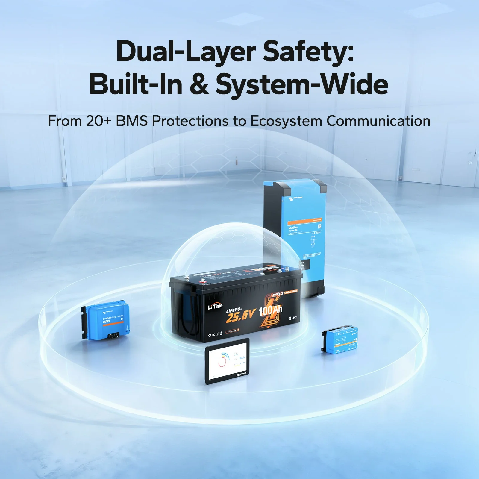 LiTime 24V 100Ah Smart ComFlex Battery with Bluetooth & Victron Comms | All-in-One Power Solution - Image 6