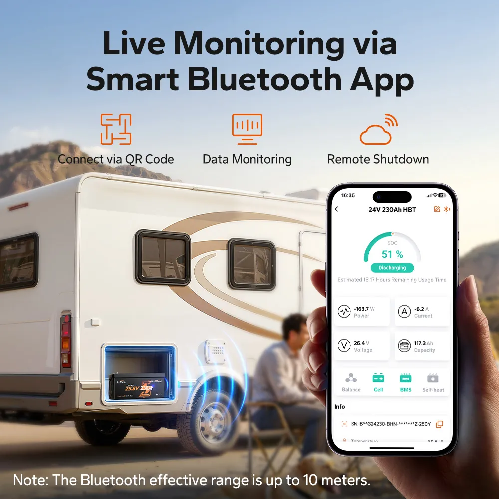 LiTime 24V 230Ah Smart Self Heating Lithium Battery for RV and Off-Grid - Image 4