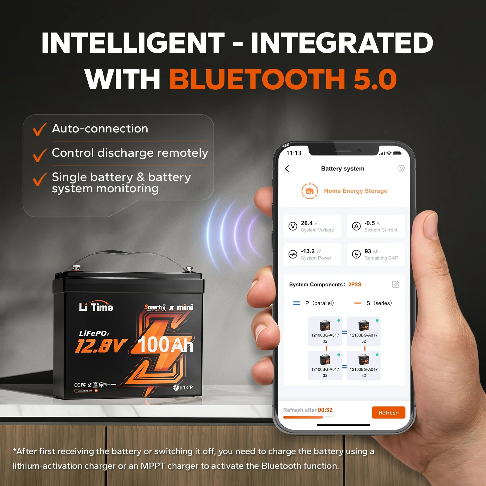 ✅Like New✅LiTime 12 Volt 100Ah Mini Smart - Small 12V Bluetooth Battery - Image 4