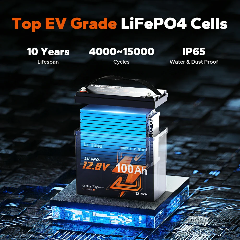 ✅Like New✅LiTime 12 Volt 100Ah Mini Smart - Small 12V Bluetooth Battery - Image 5