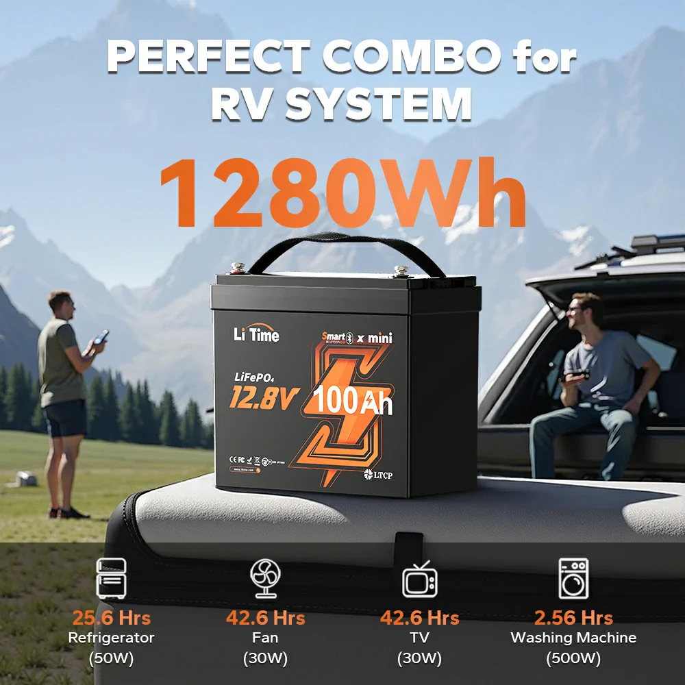 ✅Like New✅LiTime 12 Volt 100Ah Mini Smart - Small 12V Bluetooth Battery - Image 8