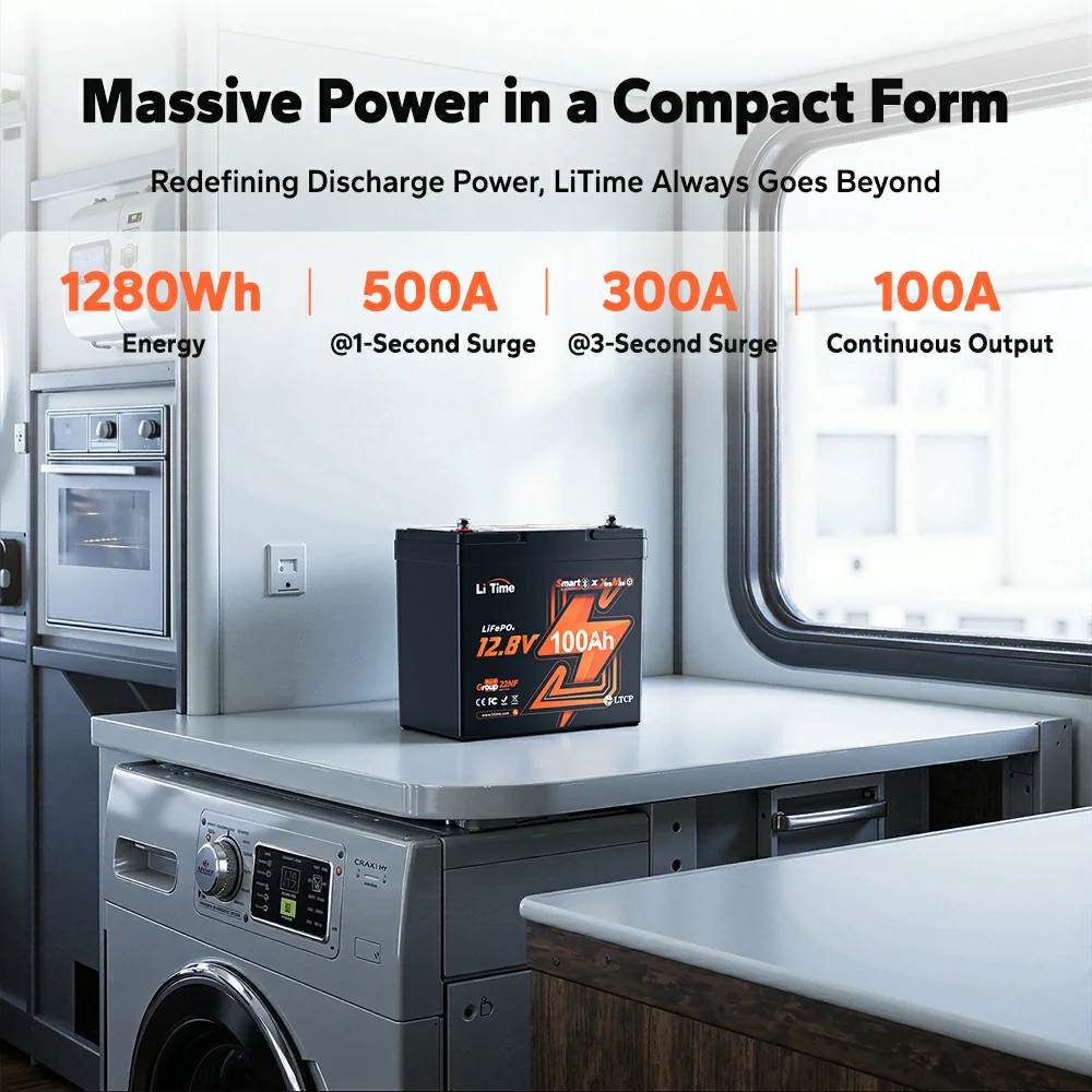 ✅Like New✅LiTime 12V 100Ah Xtra-Mini Bluetooth Small LiFePO4 Battery - Image 9