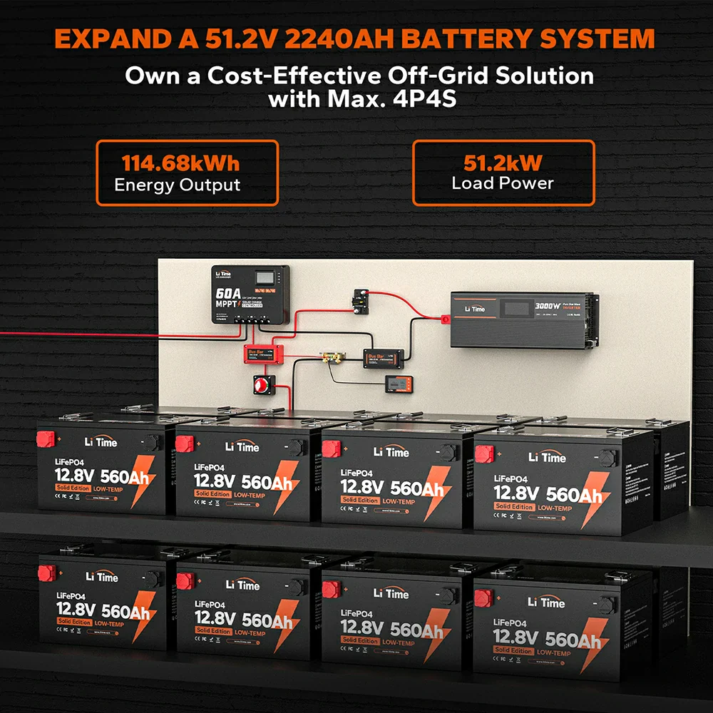 ✅Like New✅LiTime 12V 560Ah LiFePO4 Battery for Off Grid Solar System with Low Temp Protection - Image 8