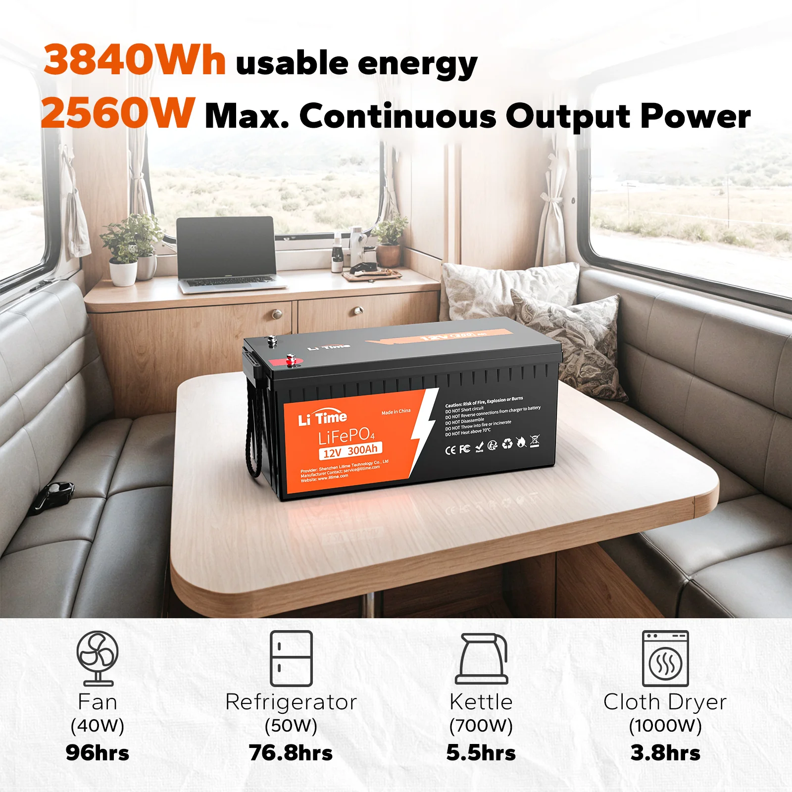 LiTime 12V 300Ah LiFePO4 Lithium Battery for RV - Image 7