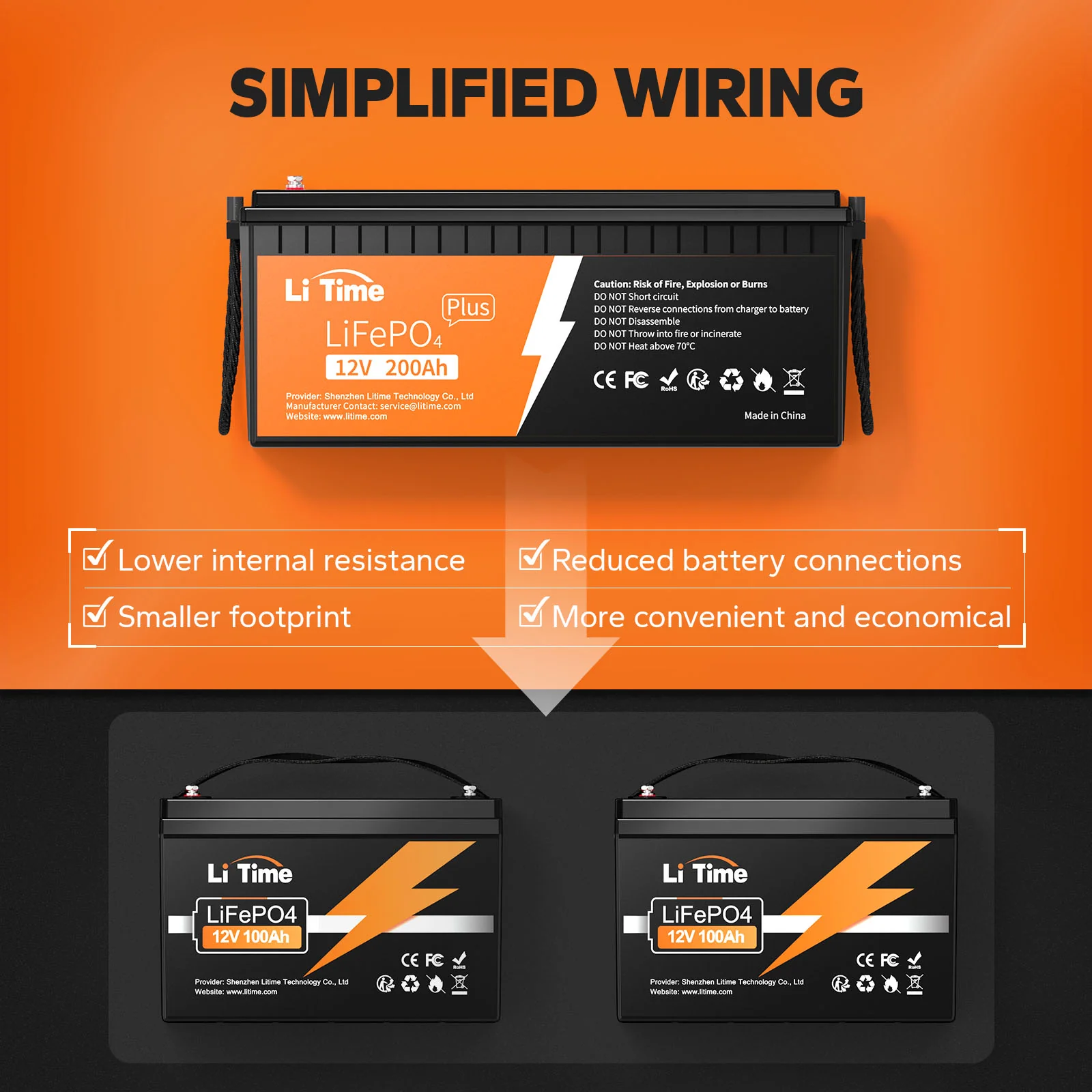 LiTime 12V 200Ah Plus LiFePO4 Lithium Battery - 200A BMS - Image 8